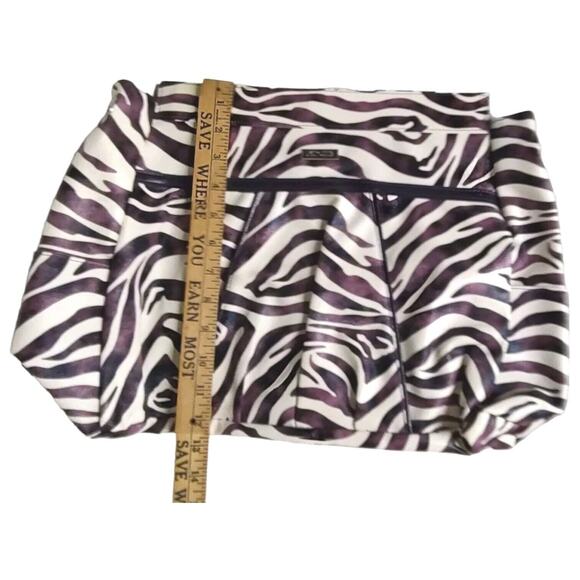 Vntg Miche Prima Jocelynn Shell Purple Black Zebra Print Faux Leather - Picture 3 of 16